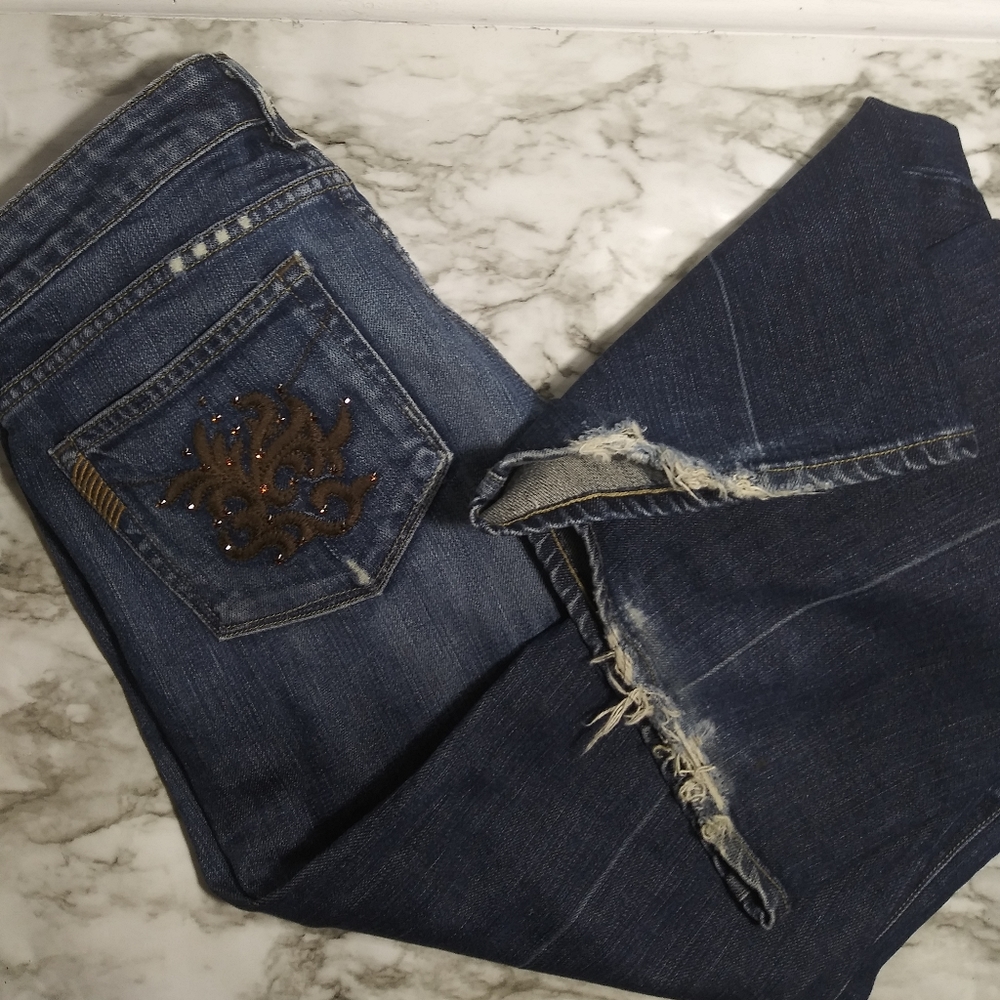 Paige distressed embellished pocket jeans size 30